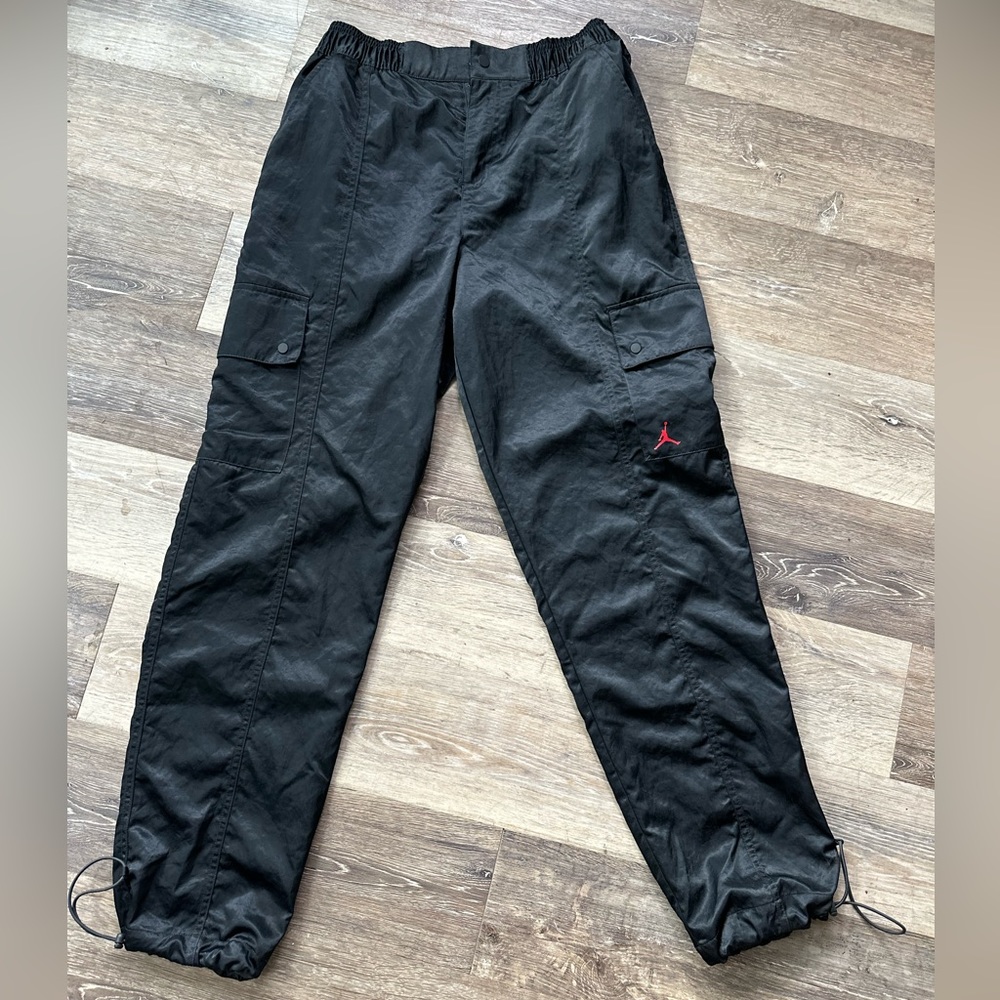 Jordan Cargo Jogger Pants. Black Athletic Satin.  NWOT.